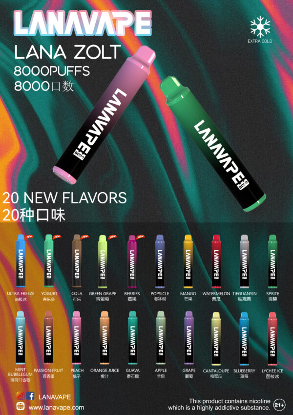 LANA 抛棄式8000口  一次性✨可充電🔋超大容量👍時尚單品🔥活動【 8送1】